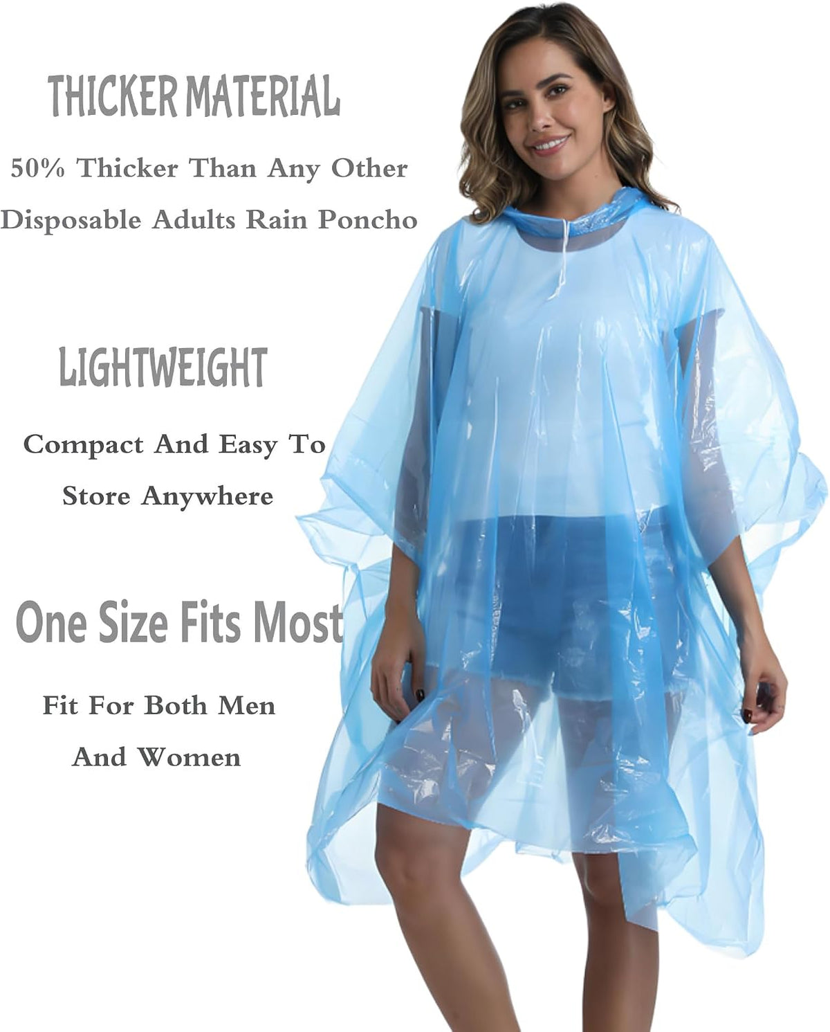 4/6/12 Pack Disposable Rain Ponchos for Adults - Emergency Rain Poncho for Camping Hiking Travelling