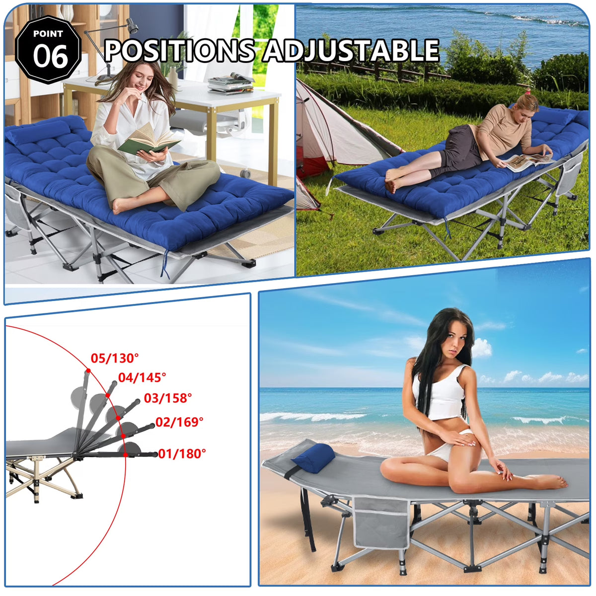 Folding Bed Cot with Pillow, 2 Sided Mattress, 75"* 28" Folding Sleeping Cot Guest Bed, Folding Camping Cots with Carry Bag