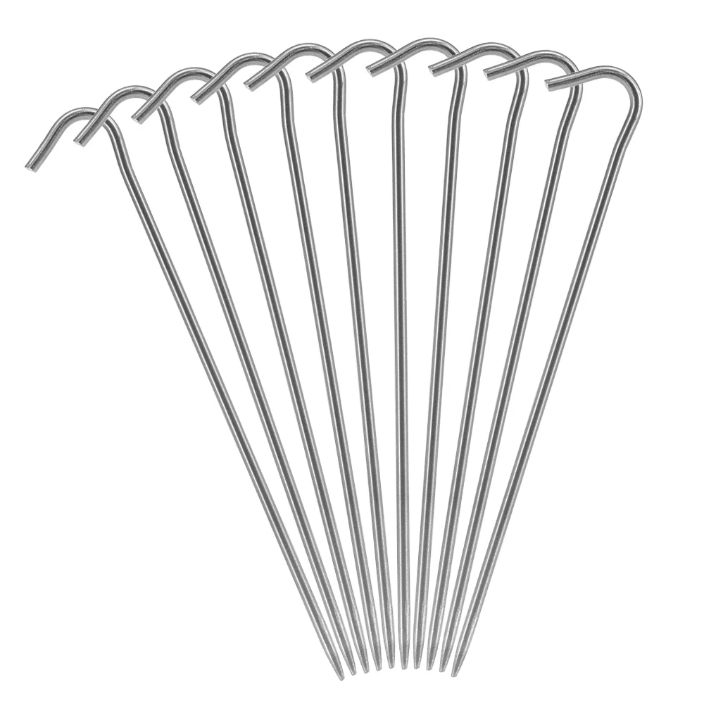 6Pcs/10Pcs Titanium Tent Pegs Titanium Tent Nails with Bend Hook Outdoor Camping Tent Stakes for Camping Supplies