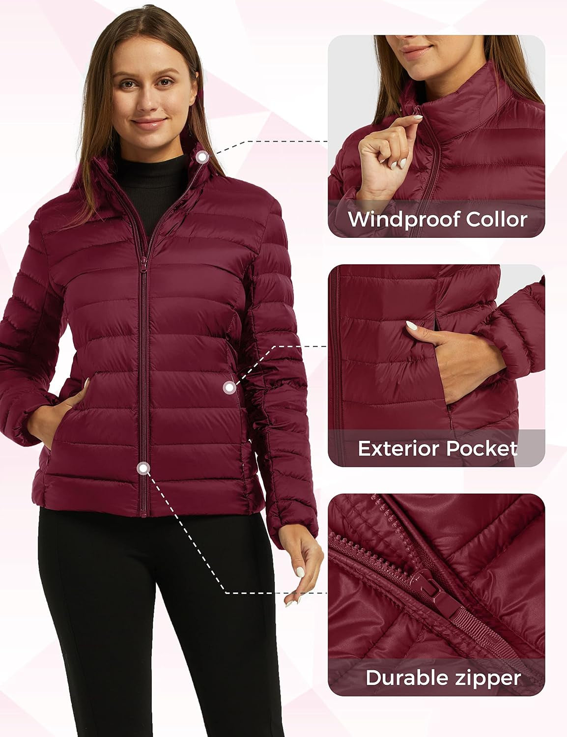 Women'S Packable Puffer Jacket Ultra-Light Short down Jacket