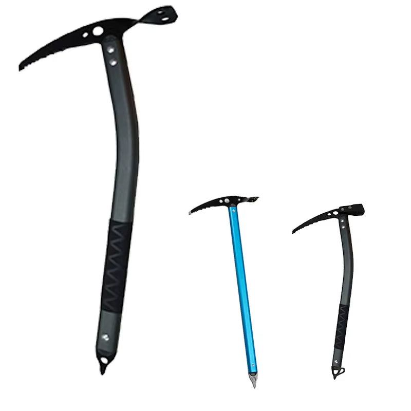 Handy Man Bending Ice Axe Aluminum Alloy Handle Steel Axe Head CE EN 13089+A1:2015 Certified Anodized Pick Head 442G 60-80Cm Ice