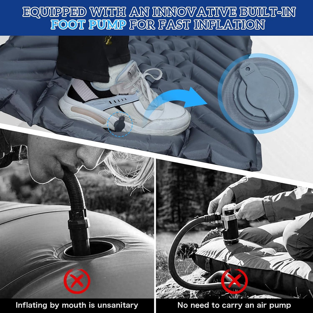 Inflatable Camping Sleeping Pad(Gray)