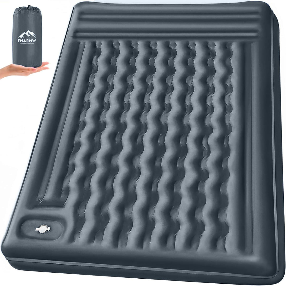 Double Sleeping Pad Camping with Pillow & Built-In Foot Pump