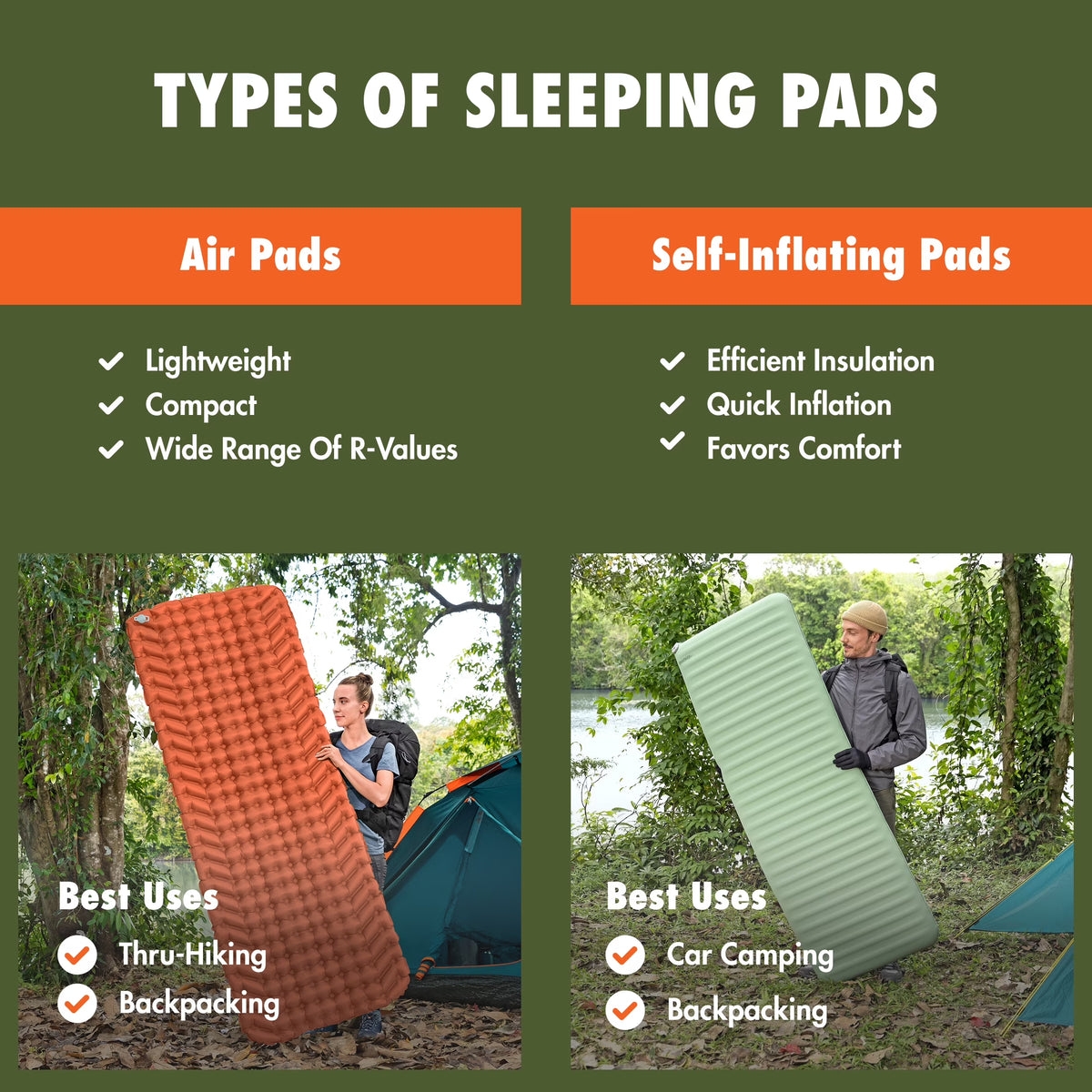 Large Rectangular Sleeping Air Pad