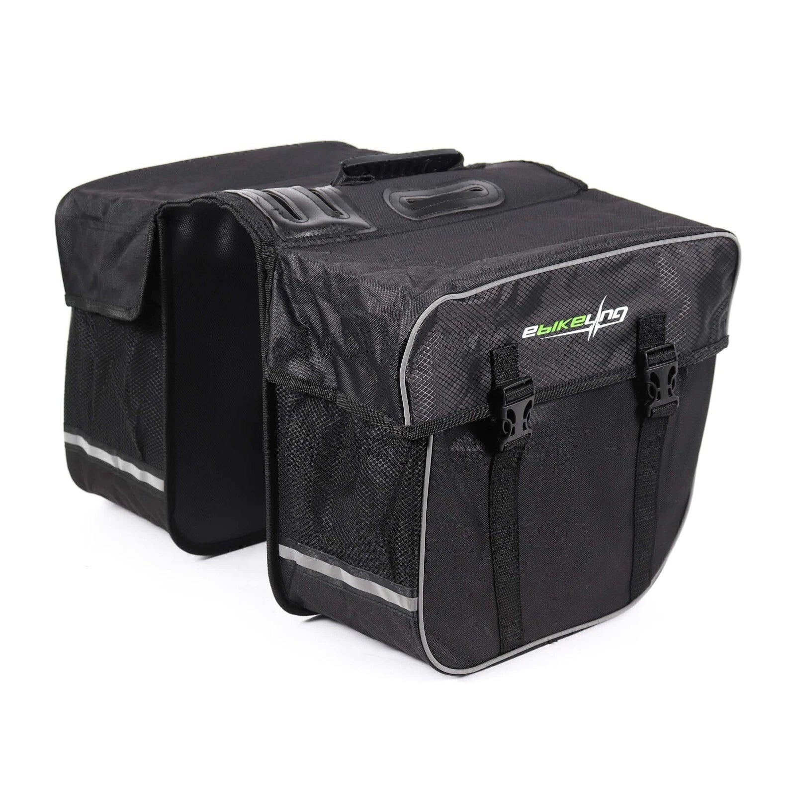 TwinRoute black reflective double bike panniers