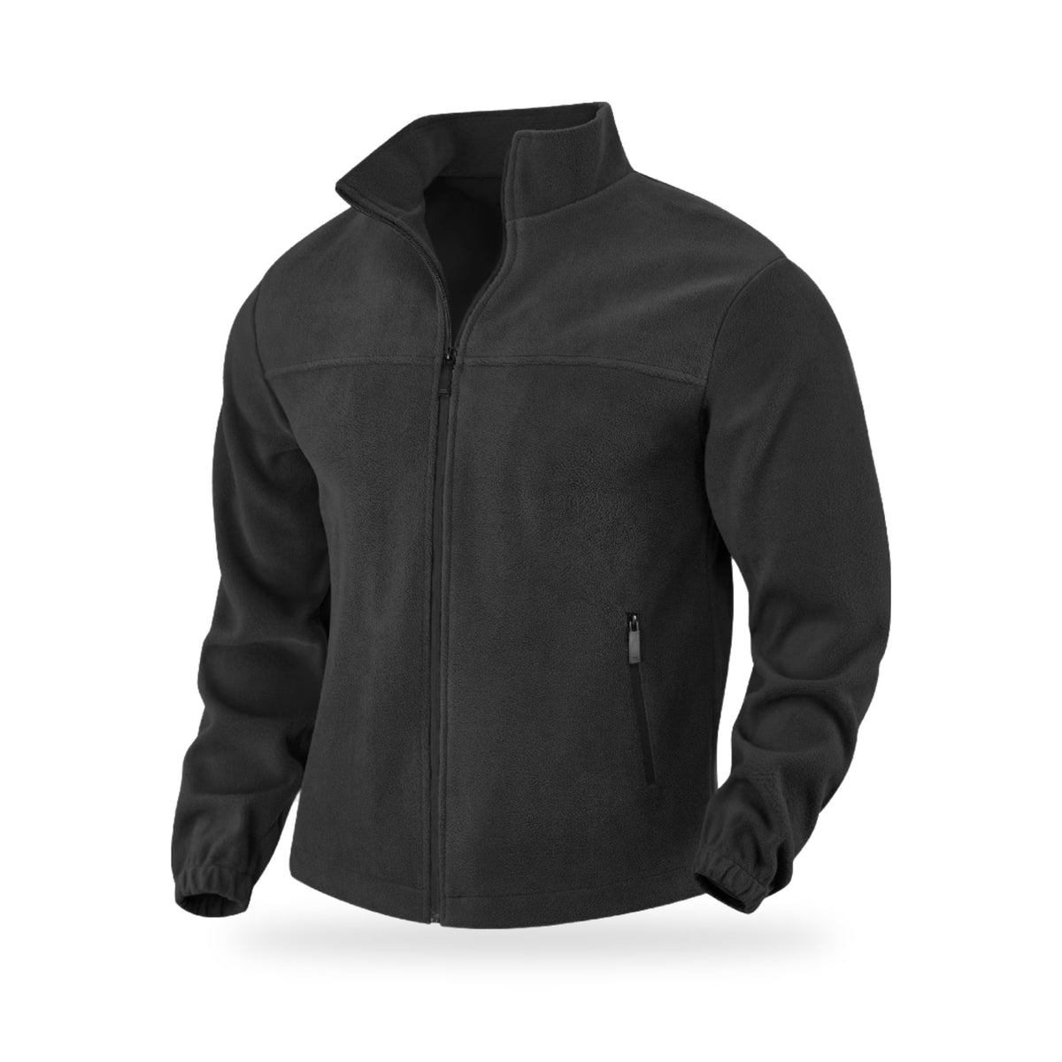 Full-Zip Trail Fleece Jacket in Black, photographed on a white background