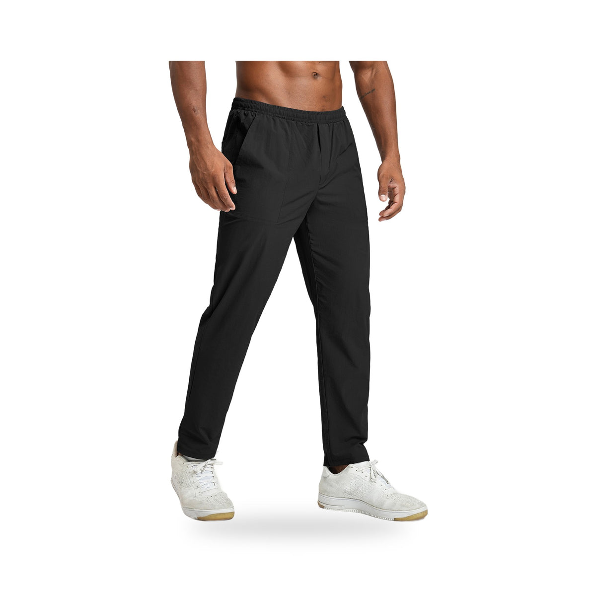 Men’s Lightweight Trail Pants in Premium Black, photographed on a white background