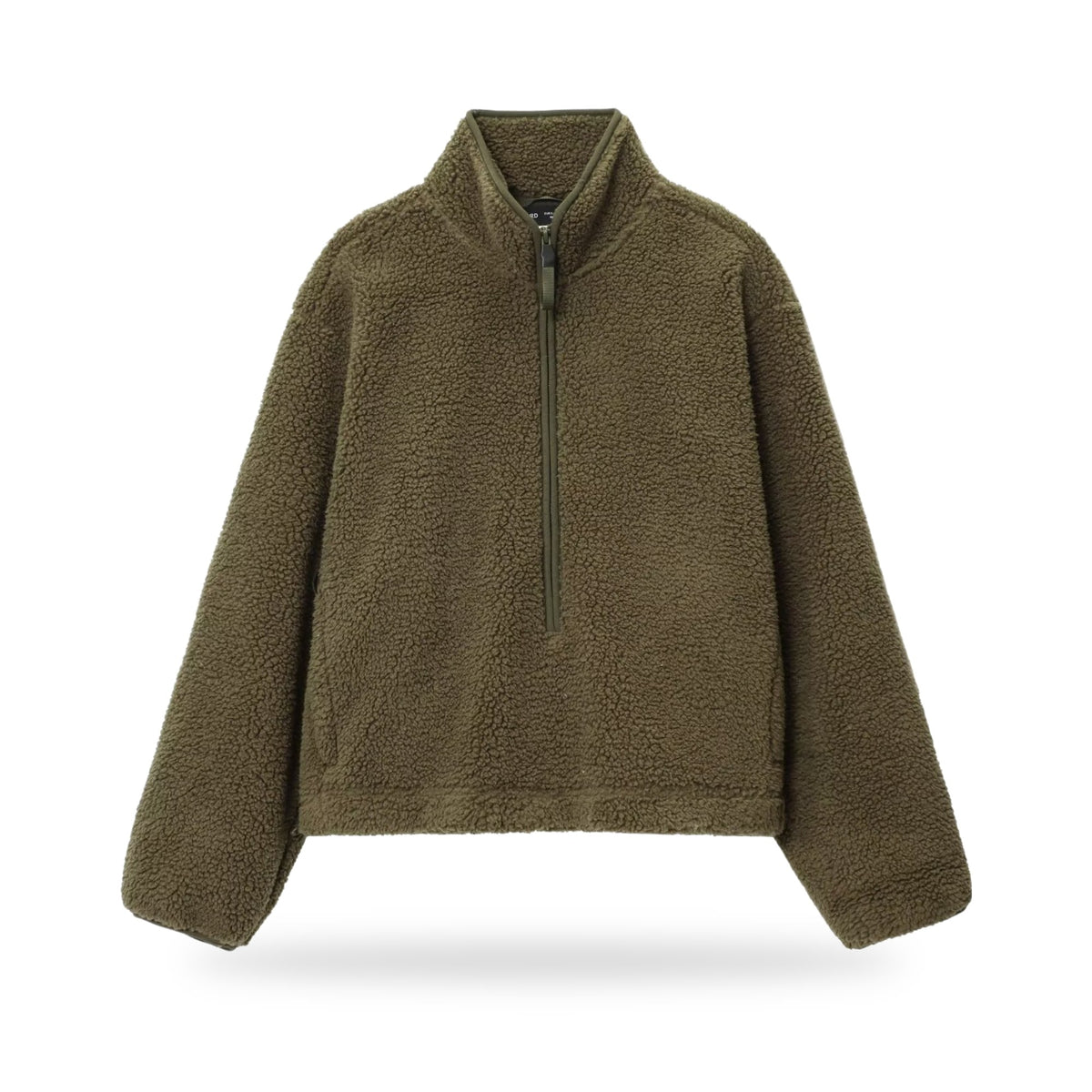 Women’s Sherpa Half-Zip Fleece in Army Green, photographed on a white background