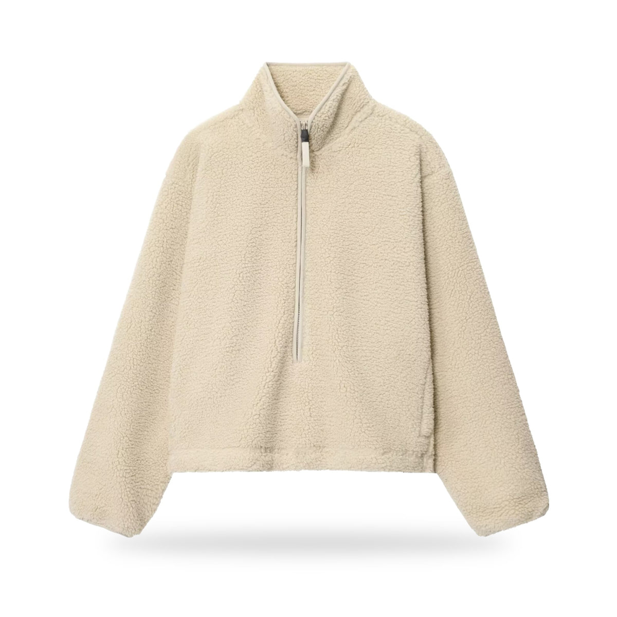 Women’s Sherpa Half-Zip Fleece in Off White, photographed on a white background