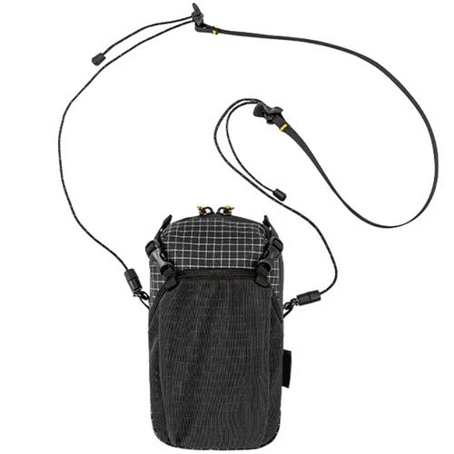 Black backpack shoulder strap access pouch