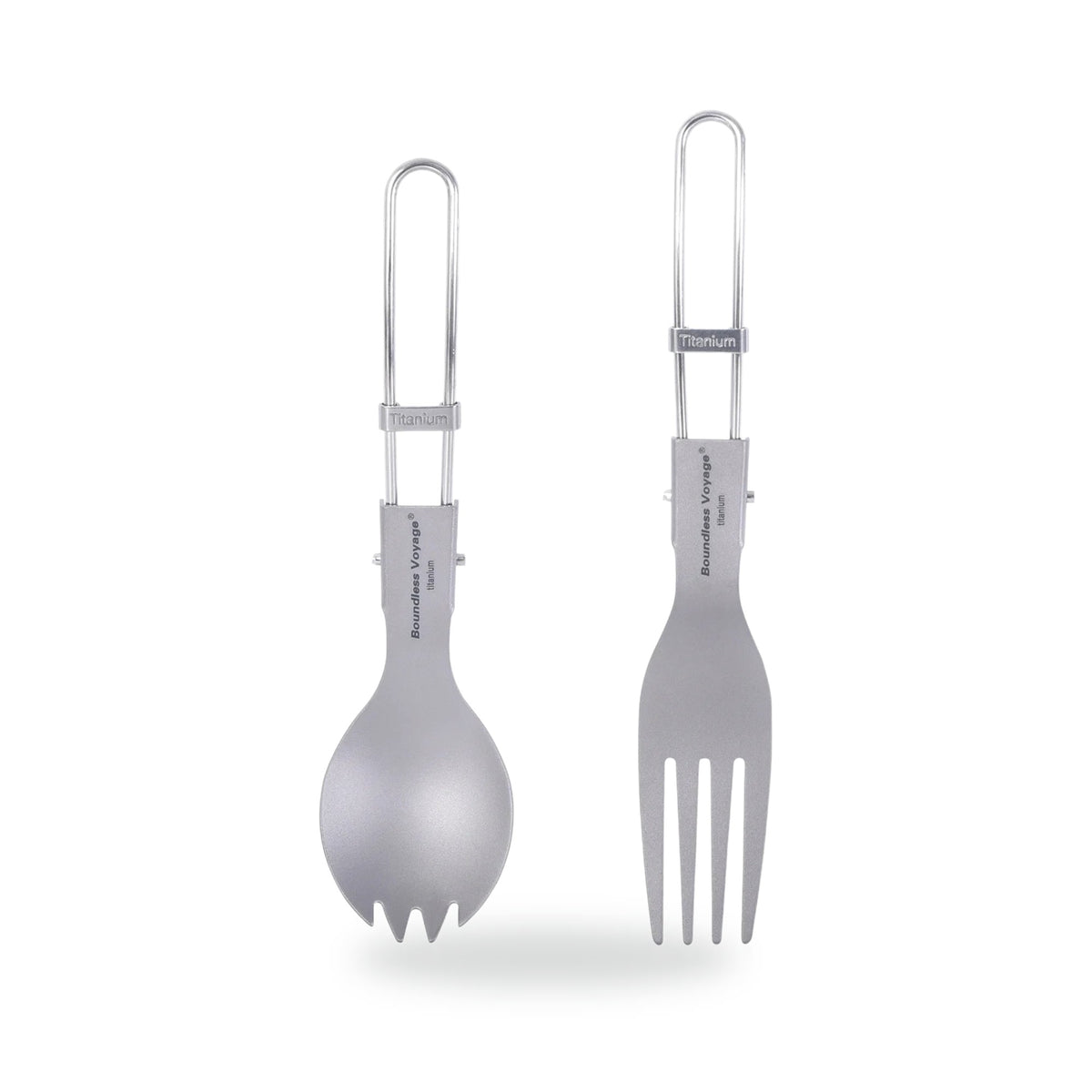Titanium Folding Cutlery Set, photographed on a white background
