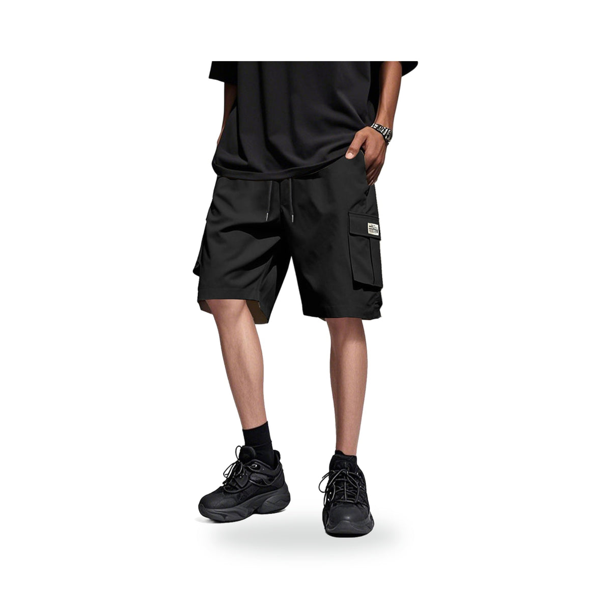 Drawstring Cargo Trail Shorts, photographed on a white background