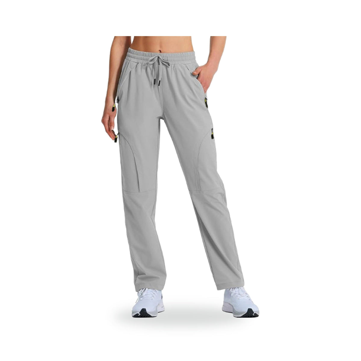 Women's Drawstring Cargo Trail Pants, photographed on a white background