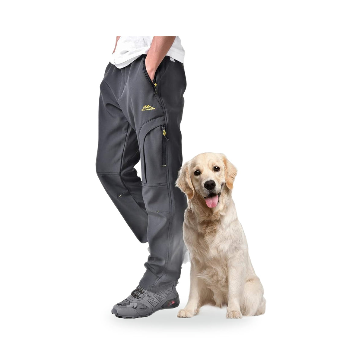 Men's Fleece-Lined Winter Trail Pants — Grey, photographed on a white background