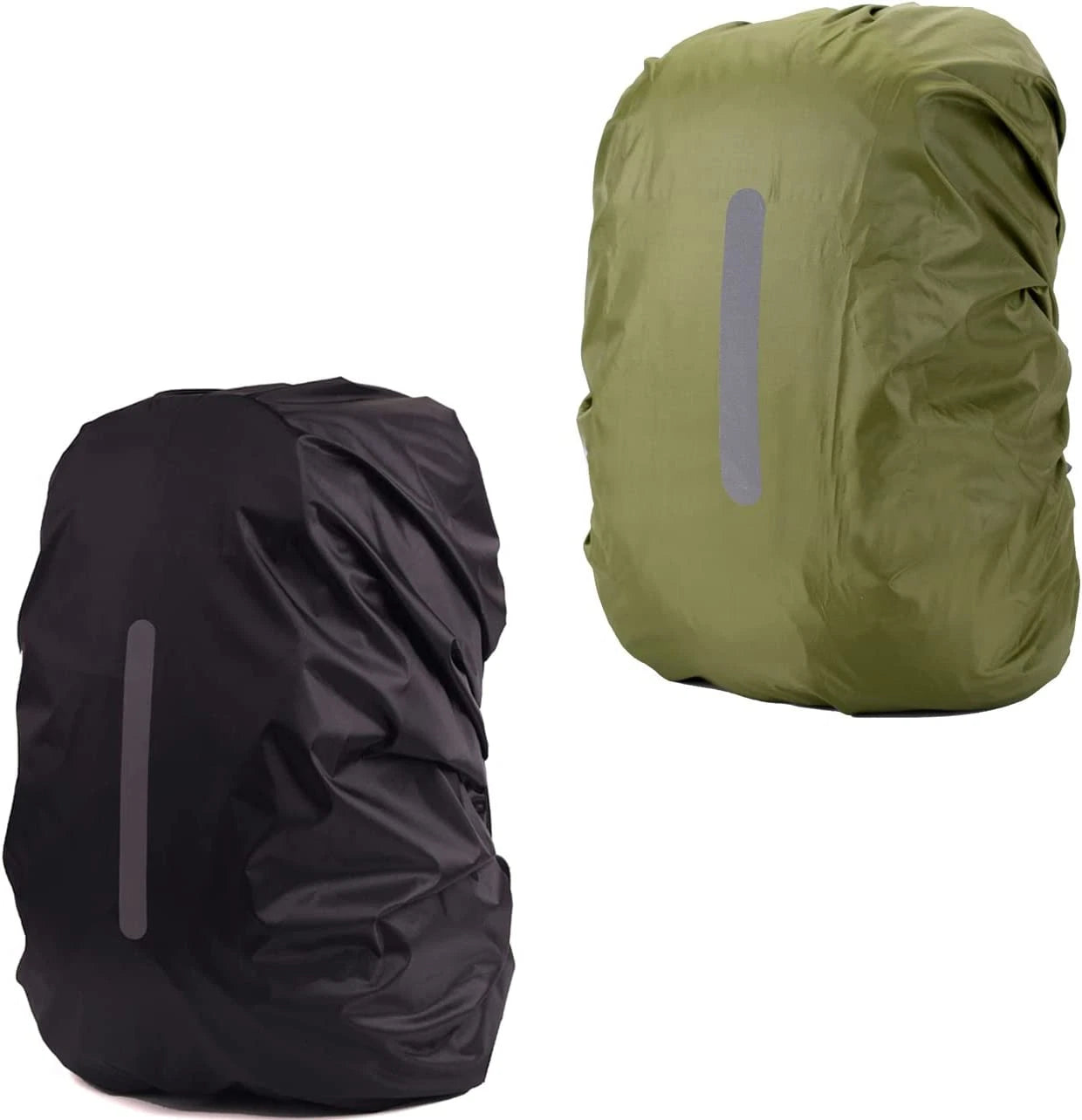 Two reflective backpack rain covers